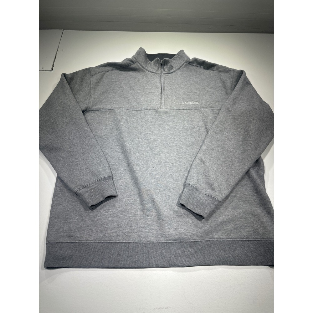 Columbia Mens XXL Gray Quarter Zip Fleece Pullover Mock Neck Sweater
